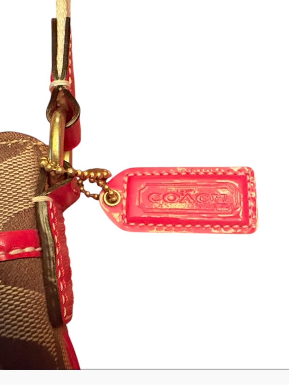 Coach Signature Beige Red Canvas Floral Accent Cross-body Bag 41177 - Picture 4 of 12